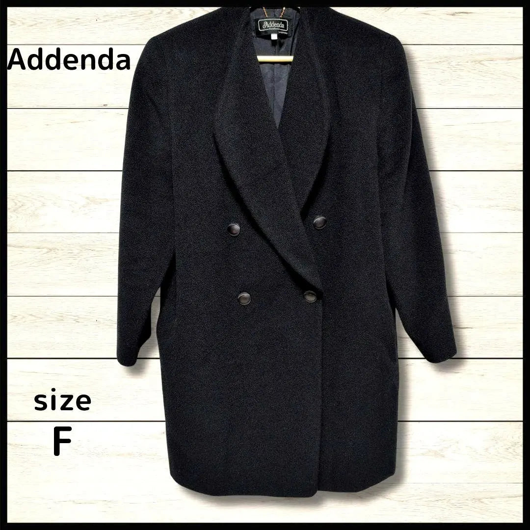 Addenda Renown Wool Coat Half Length Double Shoulder Pad Black