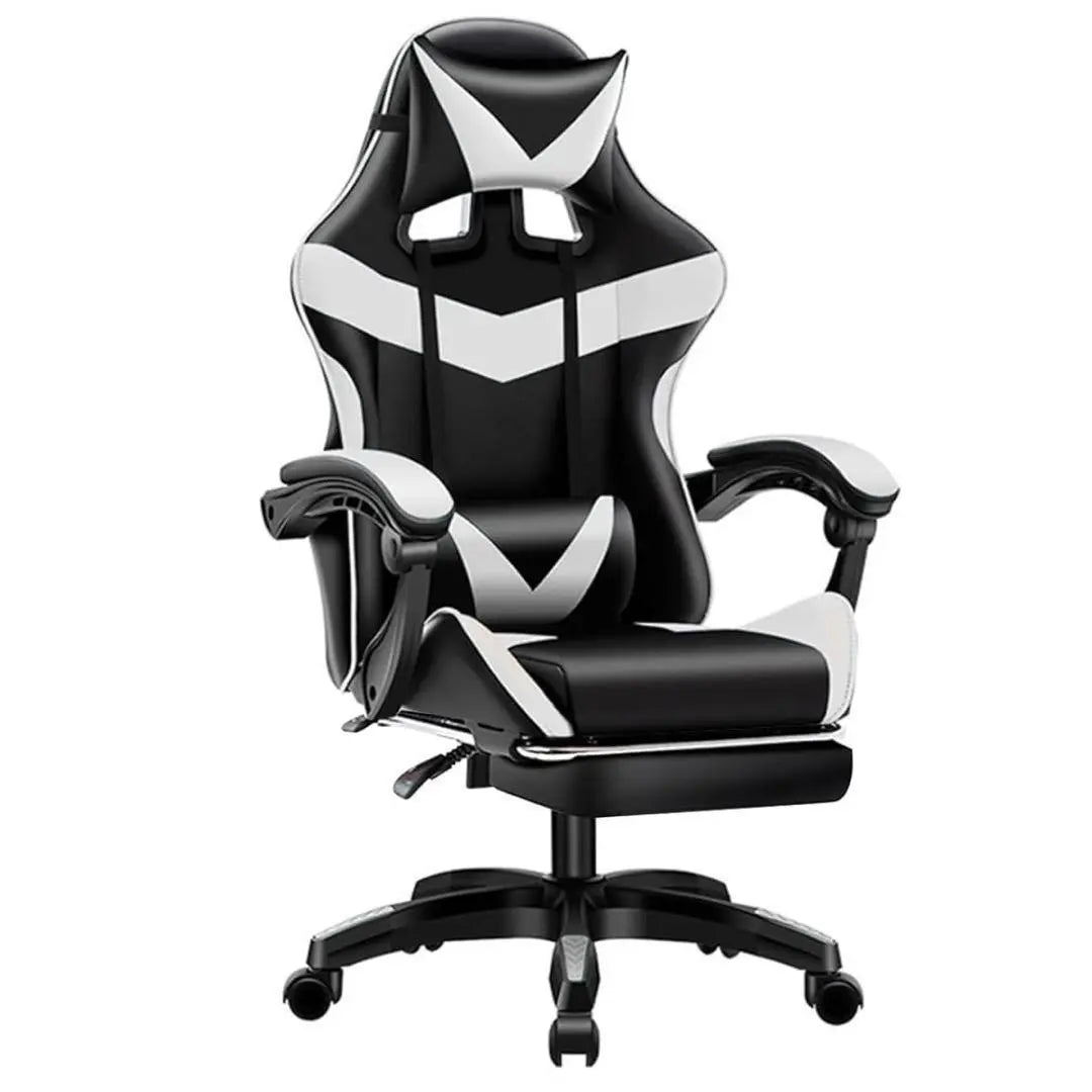 ★REBAJAS★ Silla gaming con reposapiés, silla de escritorio/blanca★a4