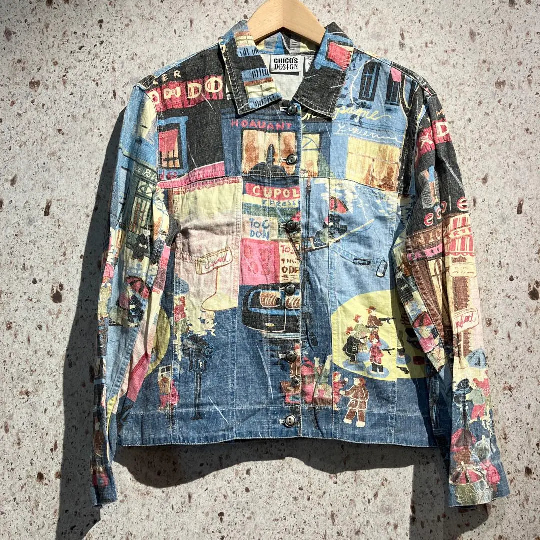 90s CHIKO'S DESIGN All-over print denim jacket Vintage