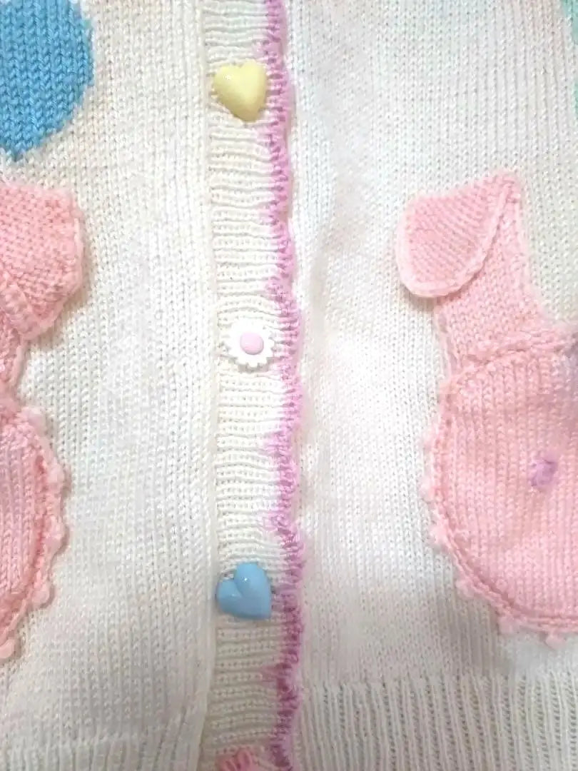 [Good condition✩] Nile Perch ♡ Hand-knitted rabbit embroidered knit cardigan (^^) ♡