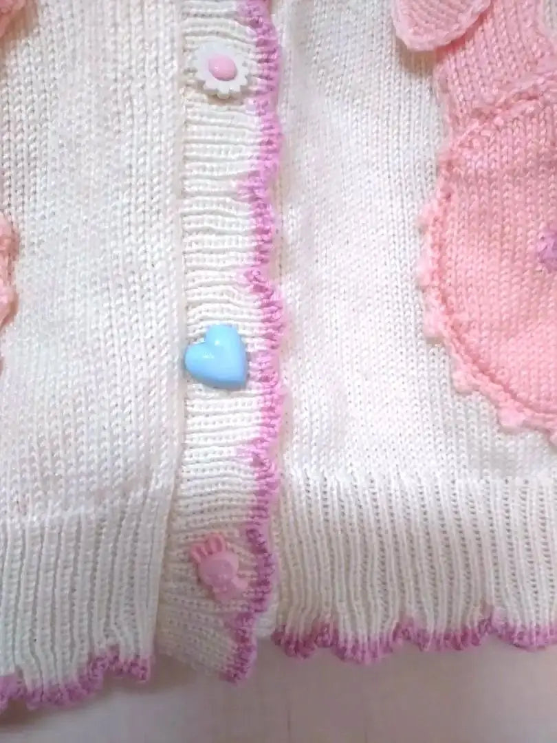 [Good condition✩] Nile Perch ♡ Hand-knitted rabbit embroidered knit cardigan (^^) ♡