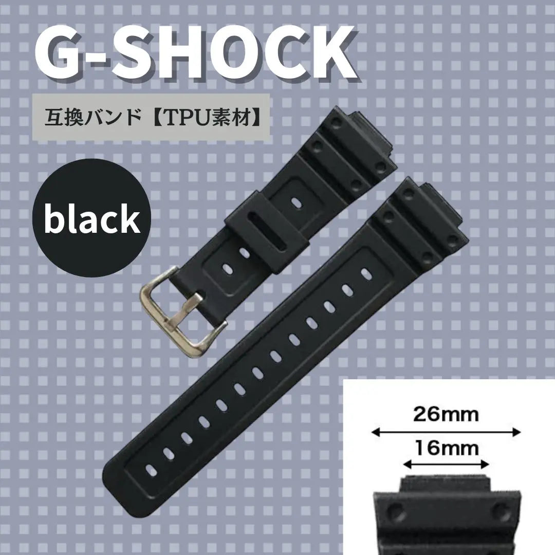 Correa de repuesto compatible con G-SHOCK Correa de reloj de TPU negra