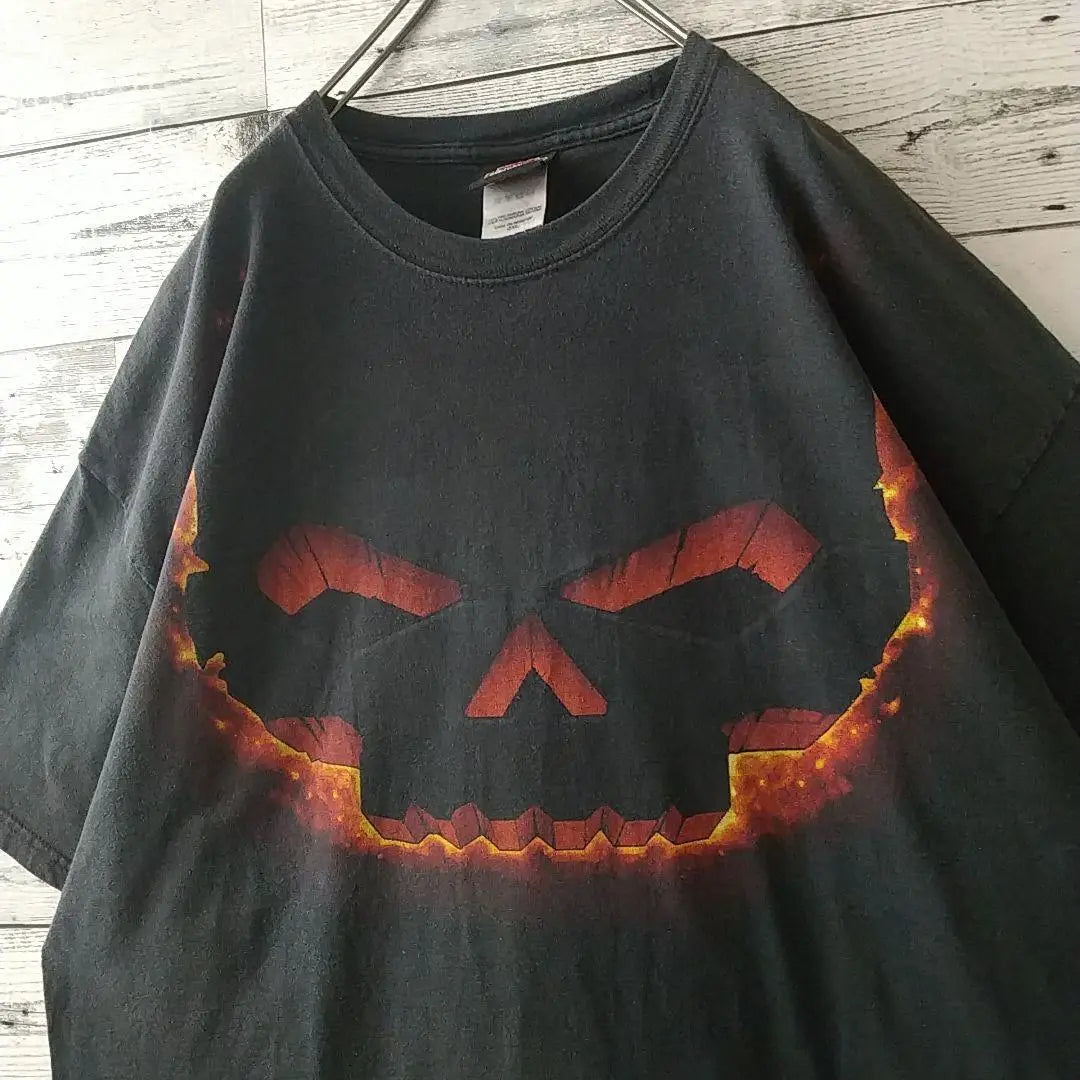 Tamaño raro ☆ Camiseta Skullfire con estampado de doble cara de Harley Davidson | 希少サイズ☆ハーレーダビッドソン 両面プリント スカル ファイヤー Tシャツ