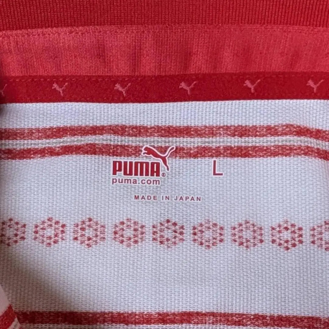 [Puma] Golf wear shirt white red L women's short sleeve striped beautiful item