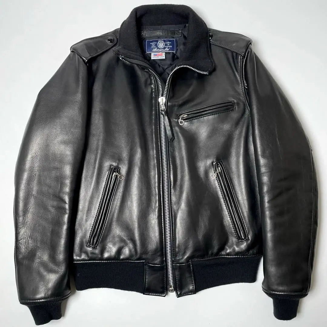 [Made in the USA] AVIREX Leather Rider's Jacket Black M Cowhide