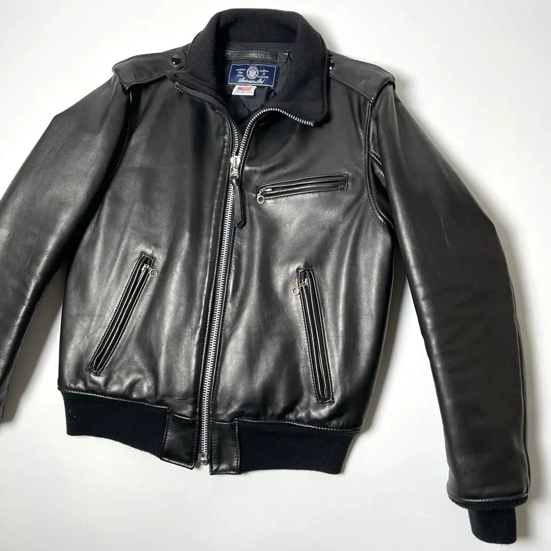 [Made in the USA] AVIREX Leather Rider's Jacket Black M Cowhide