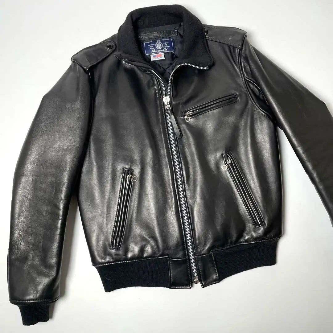 [Made in the USA] AVIREX Leather Rider's Jacket Black M Cowhide