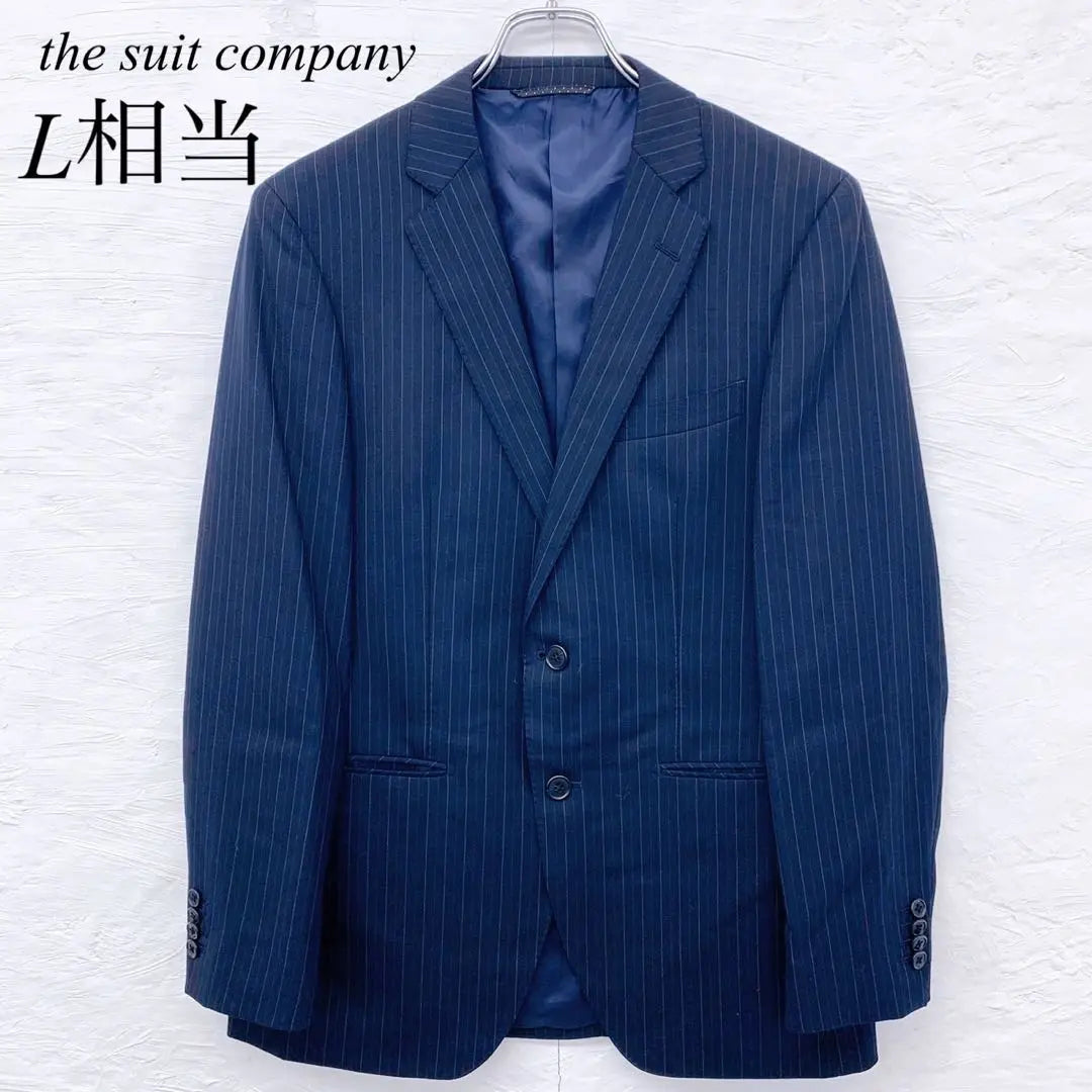 e3824 [The Suit Company] Chaqueta de rayas azul marino para hombre, equivalente a L