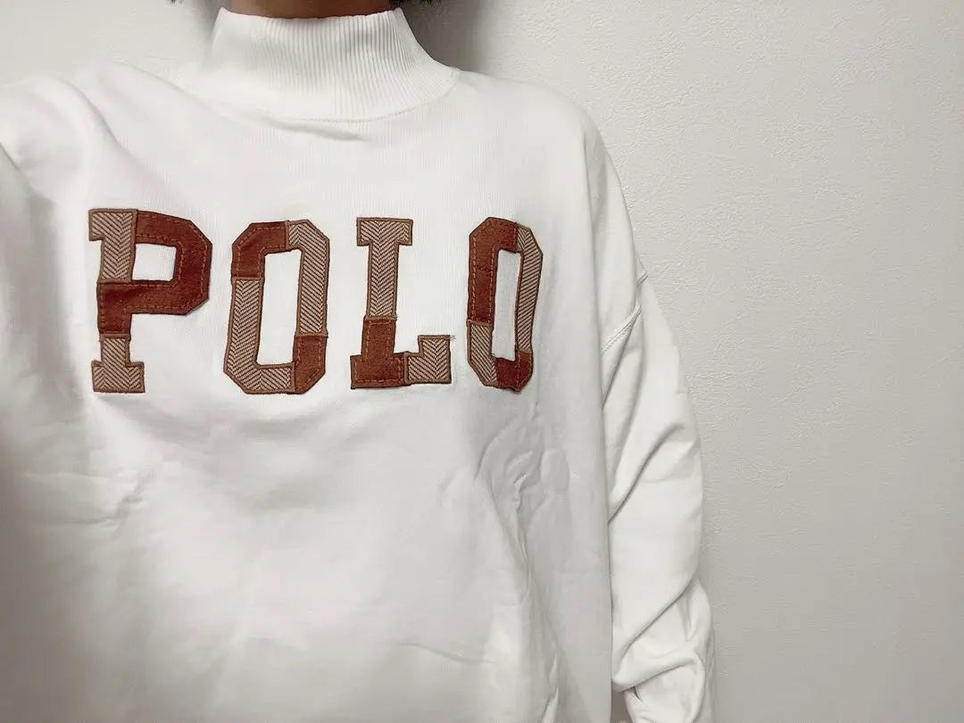 Ralph Lauren logo oversized mock neck sweatshirt white