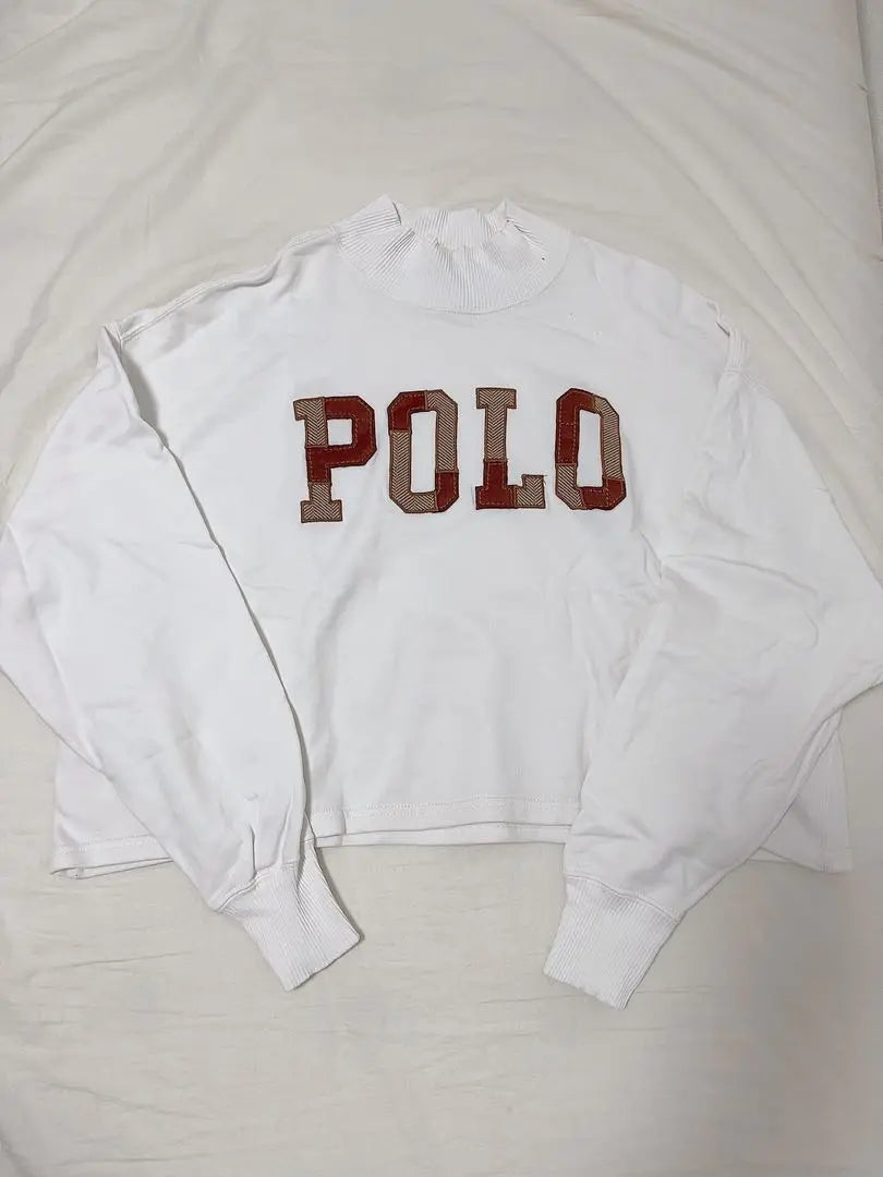 Ralph Lauren logo oversized mock neck sweatshirt white