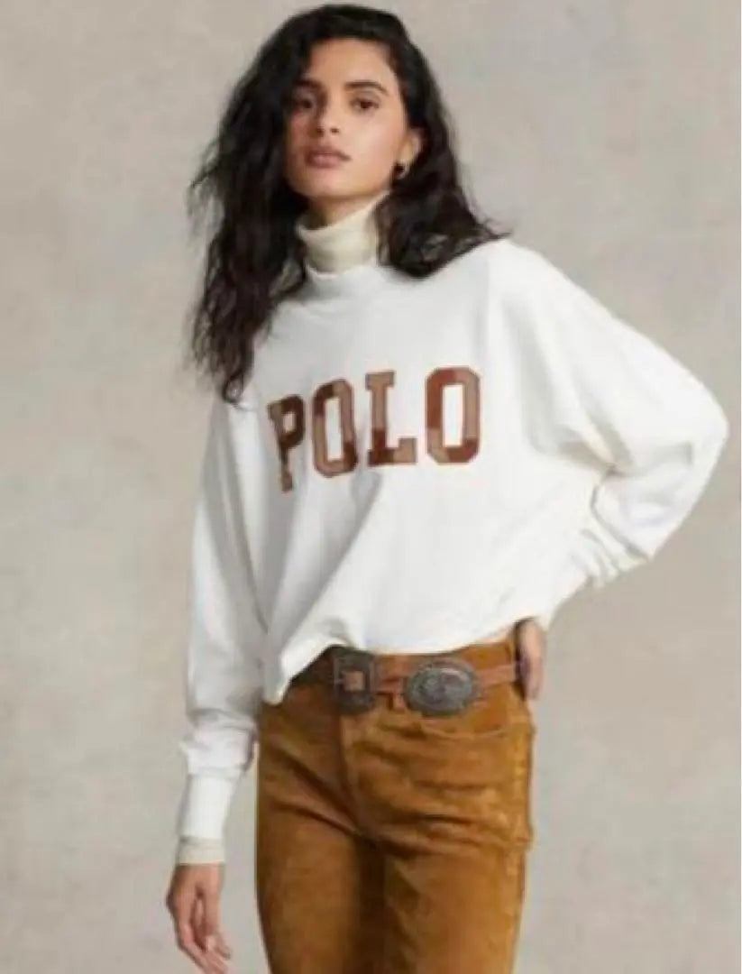 Ralph Lauren logo oversized mock neck sweatshirt white