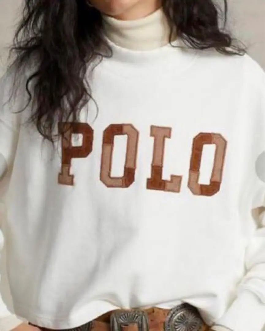 Ralph Lauren logo oversized mock neck sweatshirt white