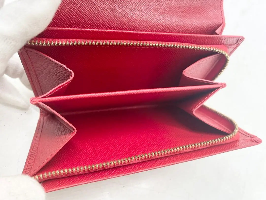 T1480 unused ☆ In translation Louis Vuitton long wallet Epi leather red