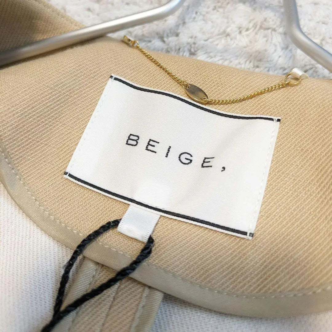 [Unused item] Tag included Baige collarless jacket belt beige linen