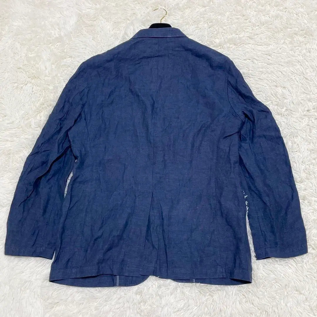 [Extremely beautiful condition✨] Large size tailored jacket linen navy XL spring and summer