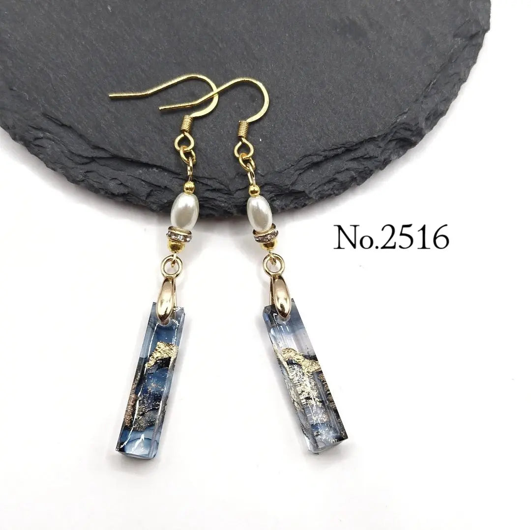 No.2516 Alcohol ink art hanging earrings - Handmade earrings