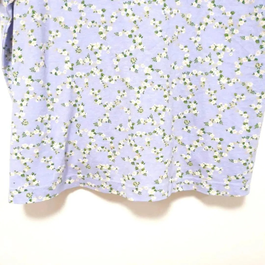 [M] Made in Japan 100% cotton asamerry blue floral pattern short sleeve T-shirt