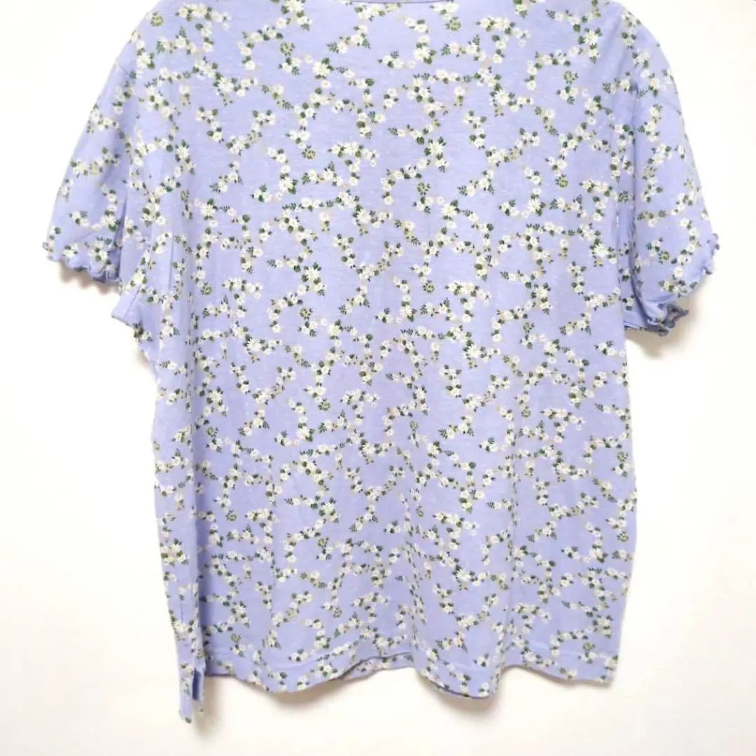 [M] Made in Japan 100% cotton asamerry blue floral pattern short sleeve T-shirt