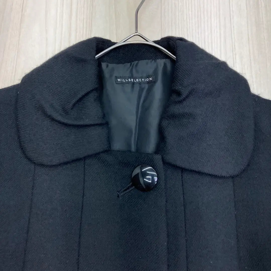 ◆ WILLSELECTION Wool Tuck Coat Made in Japan Round Collar Black