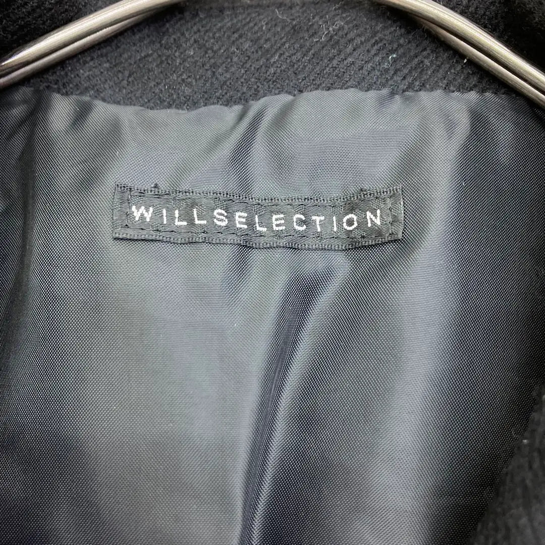 ◆ WILLSELECTION Abrigo de lana con cuello redondo fabricado en Japón, color negro