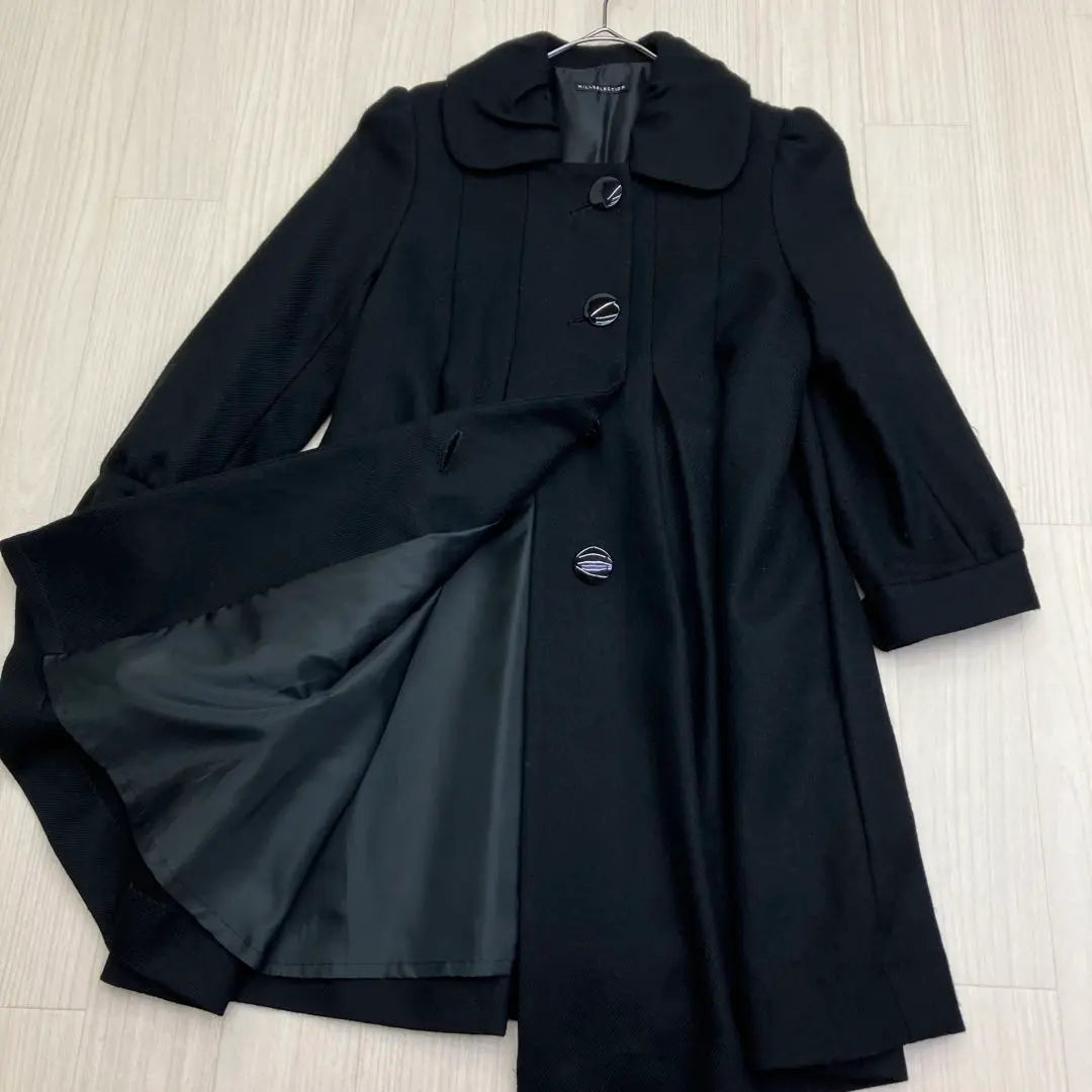 ◆ WILLSELECTION Wool Tuck Coat Made in Japan Round Collar Black