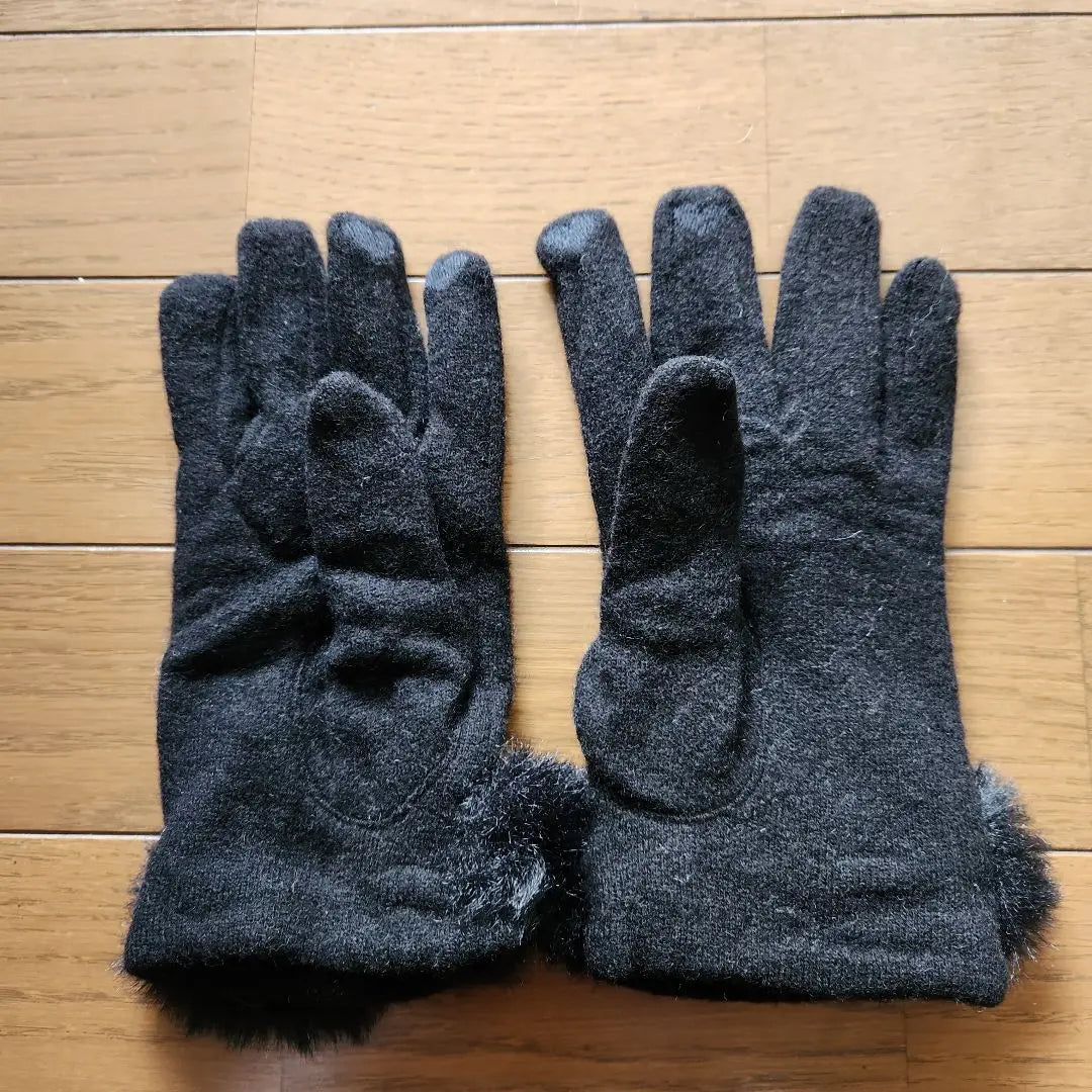 Guantes negros con bordado de corazón de piel para sala de estar y té de la tarde