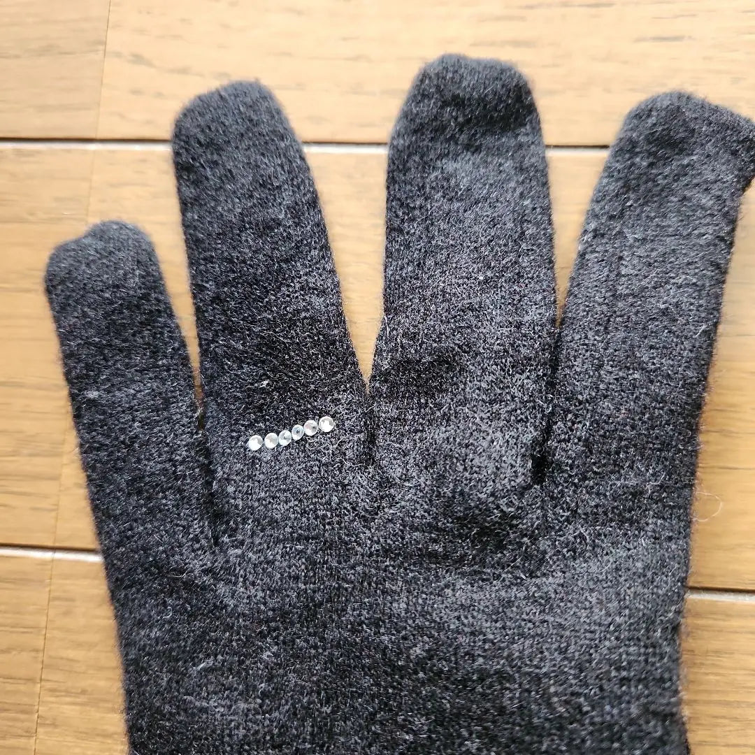 Guantes negros con bordado de corazón de piel para sala de estar y té de la tarde