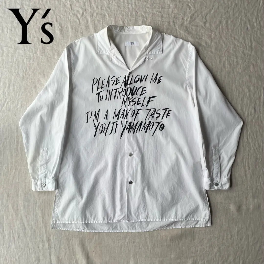 Rare 90's Y's Yoji Yamamoto Message Print Long Sleeve Shirt White