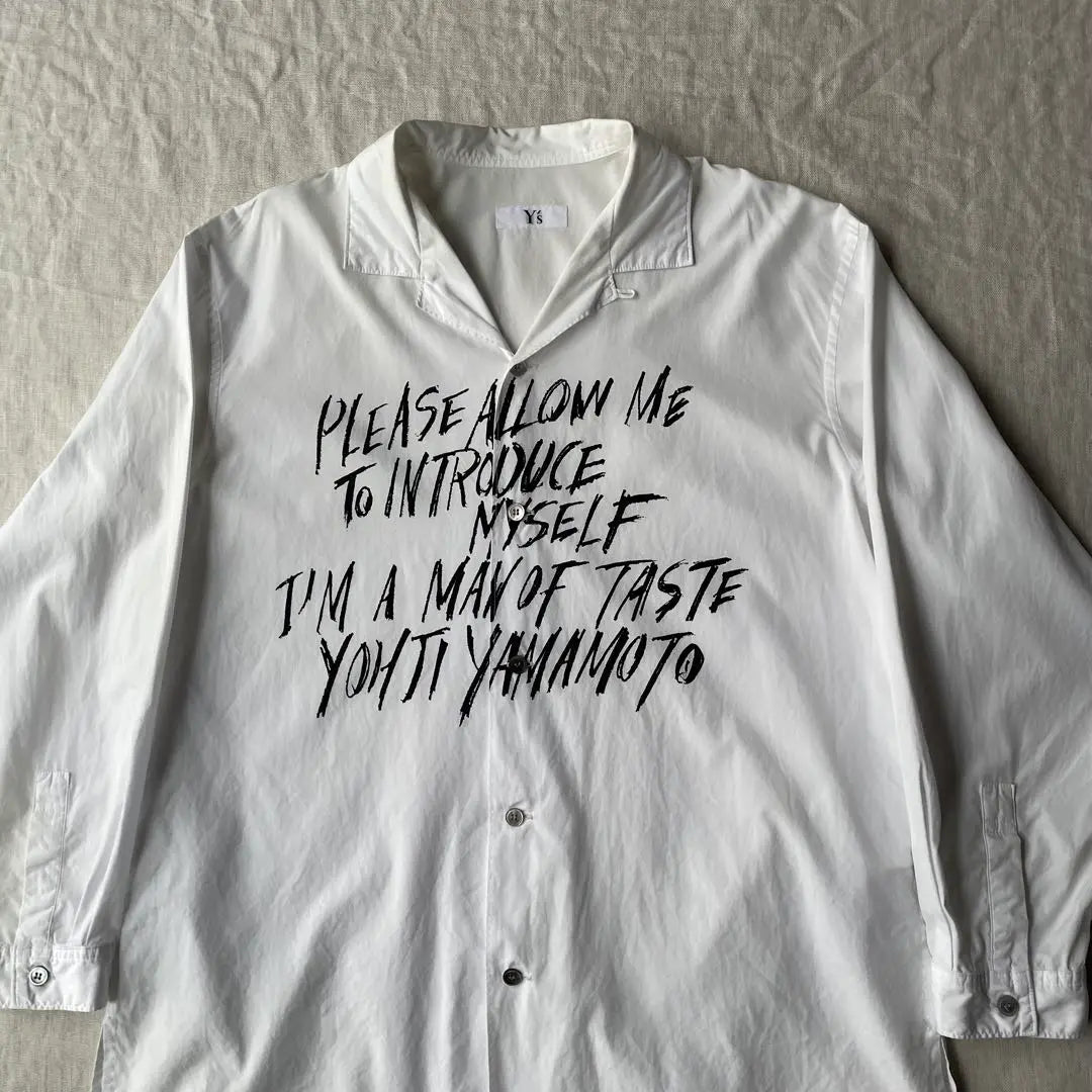 Rare 90's Y's Yoji Yamamoto Message Print Long Sleeve Shirt White