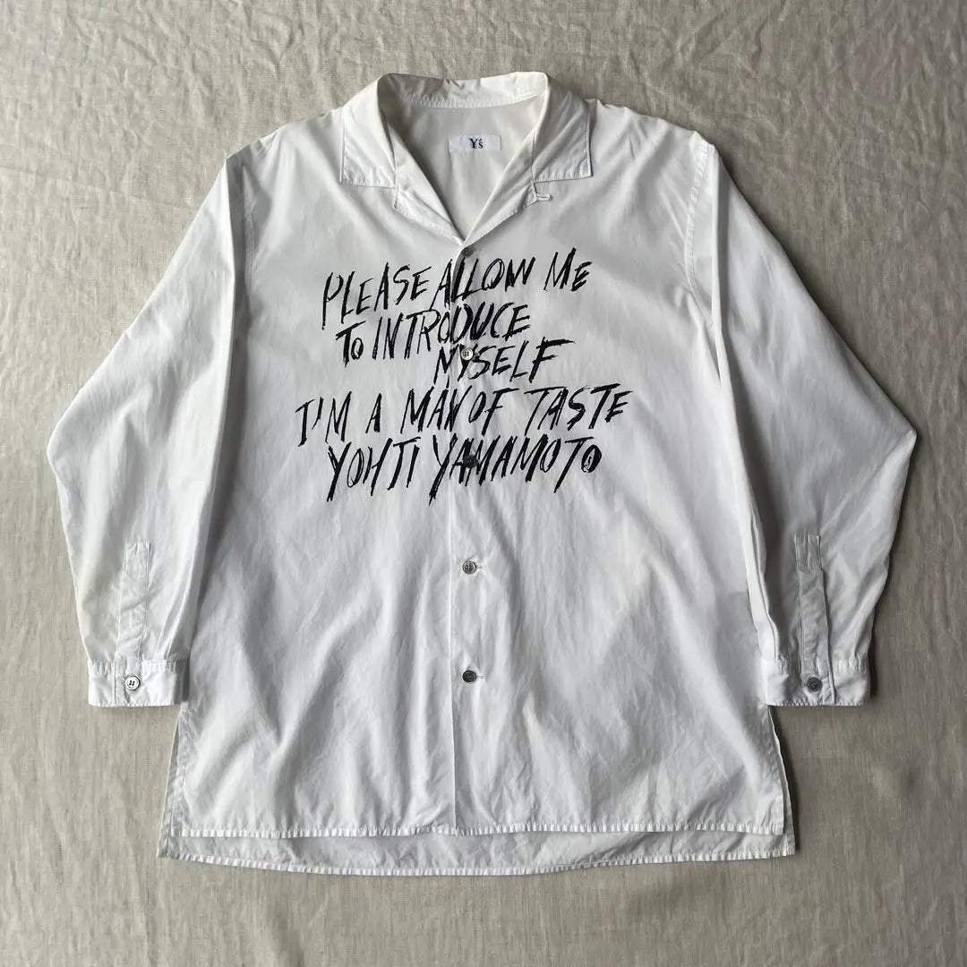 Rare 90's Y's Yoji Yamamoto Message Print Long Sleeve Shirt White