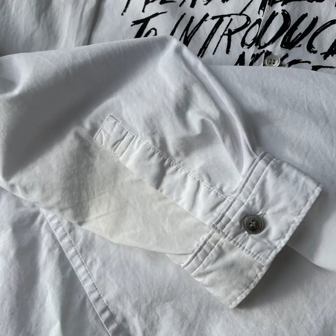 Rare 90's Y's Yoji Yamamoto Message Print Long Sleeve Shirt White