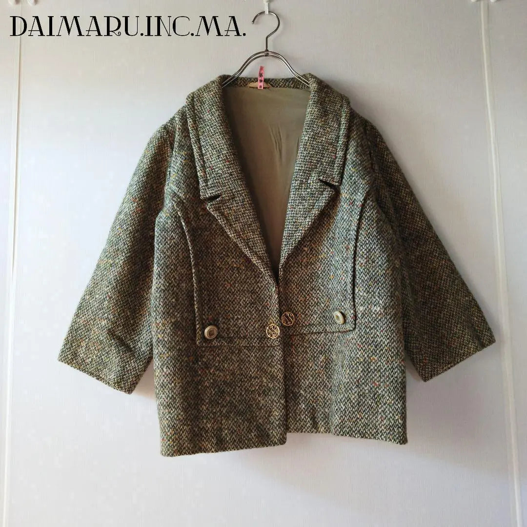 DAIMARU.INC.MA. Tweed Jacket Outer 5/4 Sleeve Short Length