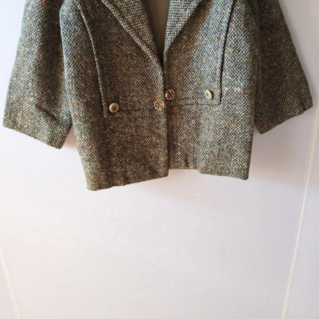 DAIMARU.INC.MA. Tweed Jacket Outer 5/4 Sleeve Short Length