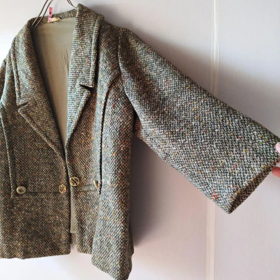 DAIMARU.INC.MA. Tweed Jacket Outer 5/4 Sleeve Short Length