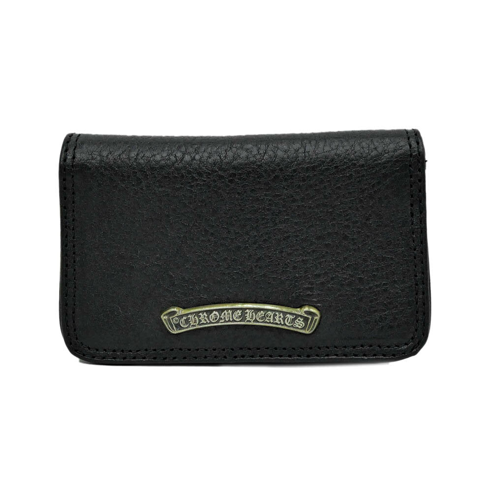 [Up to 30,000 yen coupon from 3/4 20:00] [Meito] [CHROME HEARTS] Chrome Hearts Card Case Scroll Label Black Gold Metal Fittings Business Card Holder Leather [Unused] [Used]