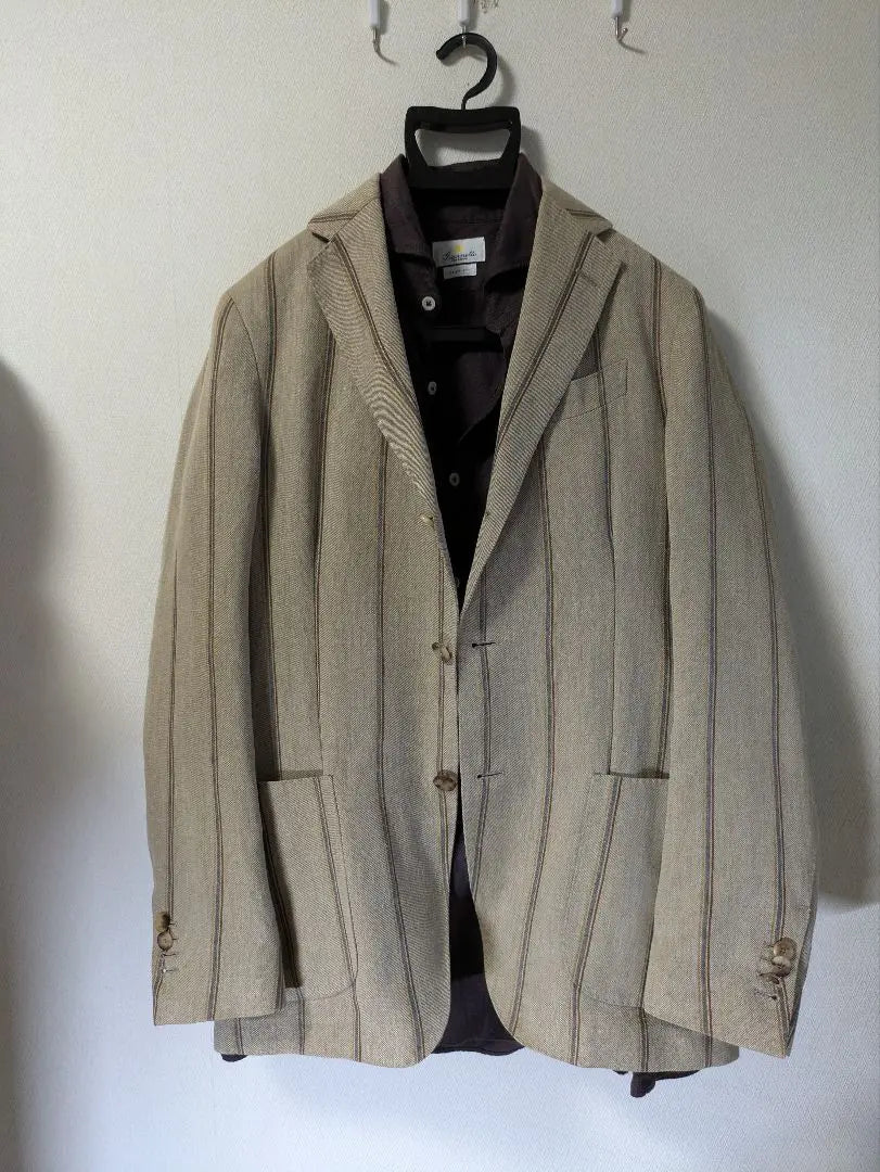 ★Lardini Tailored Jacket 100% Linen 46 Real-sized Feathers