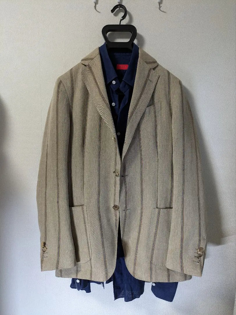 ★Lardini Tailored Jacket 100% Linen 46 Real-sized Feathers