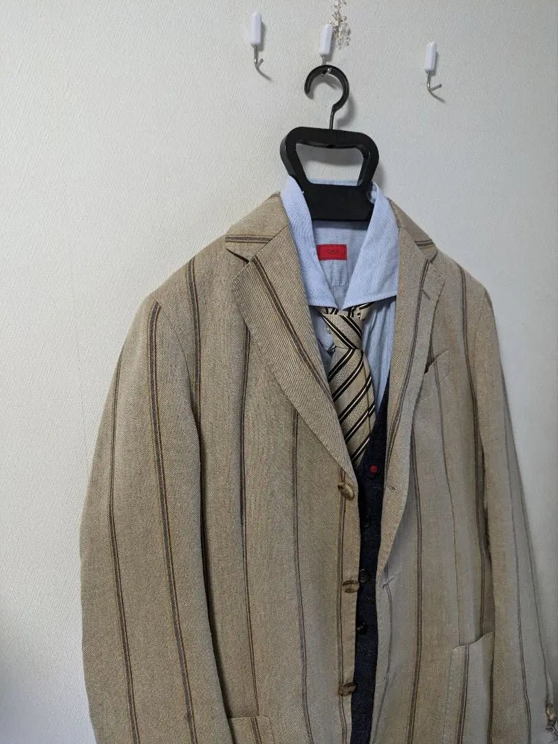 ★Lardini Tailored Jacket 100% Linen 46 Real-sized Feathers