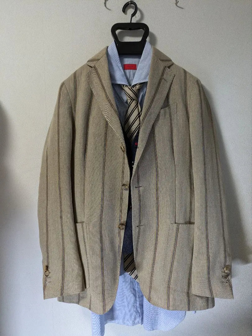 ★Lardini Tailored Jacket 100% Linen 46 Real-sized Feathers