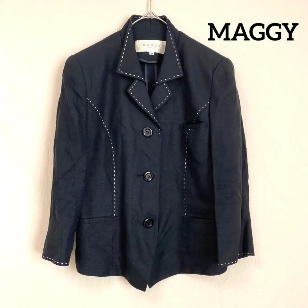 [MAGGY] Tailored Jacket Black M Shoulder Pad Thin Slit Stitching