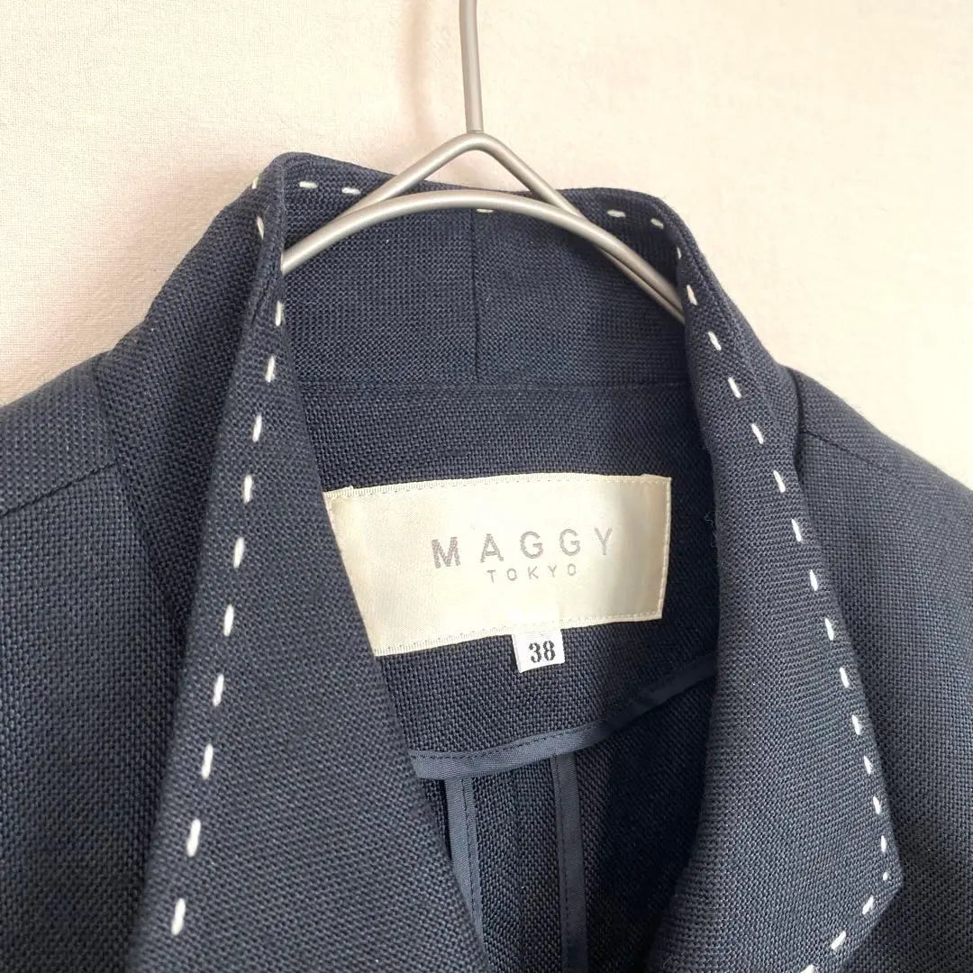 [MAGGY] Tailored Jacket Black M Shoulder Pad Thin Slit Stitching