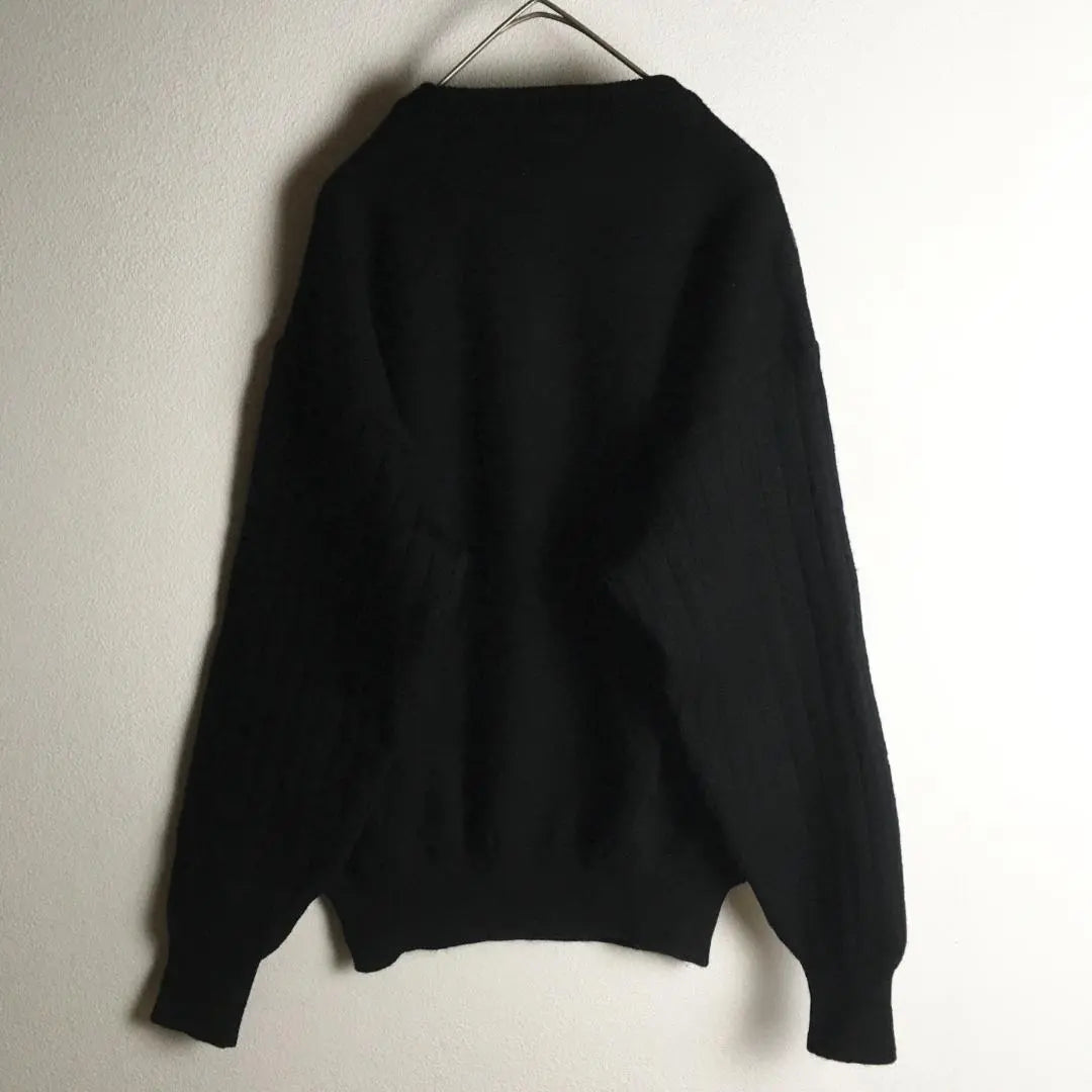 [Knit] Sweater Low Gauge Geometric Pattern Made in Japan Thick M Black Men's Old-wearing