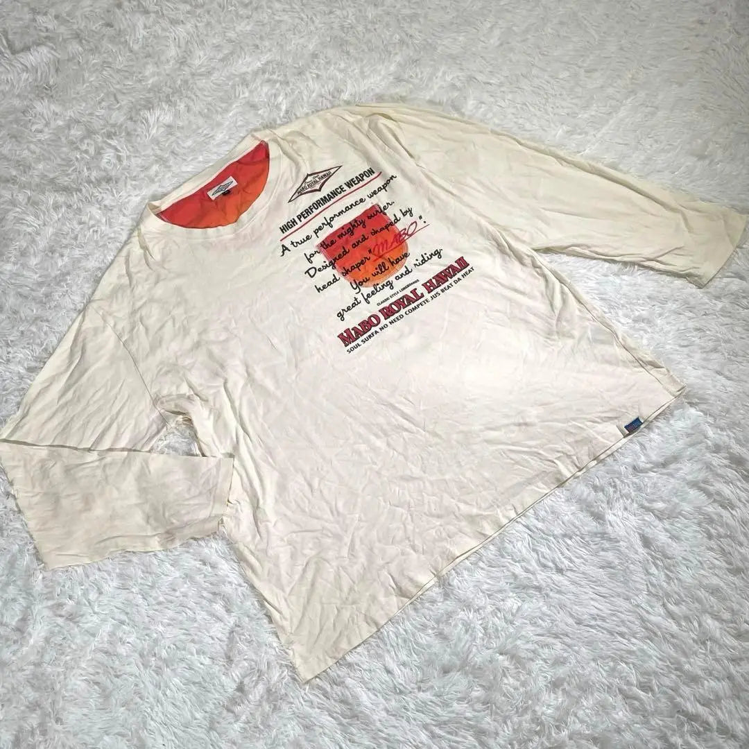 [Rare size] Brain storm long sleeve shirt "4L" white cut and sew