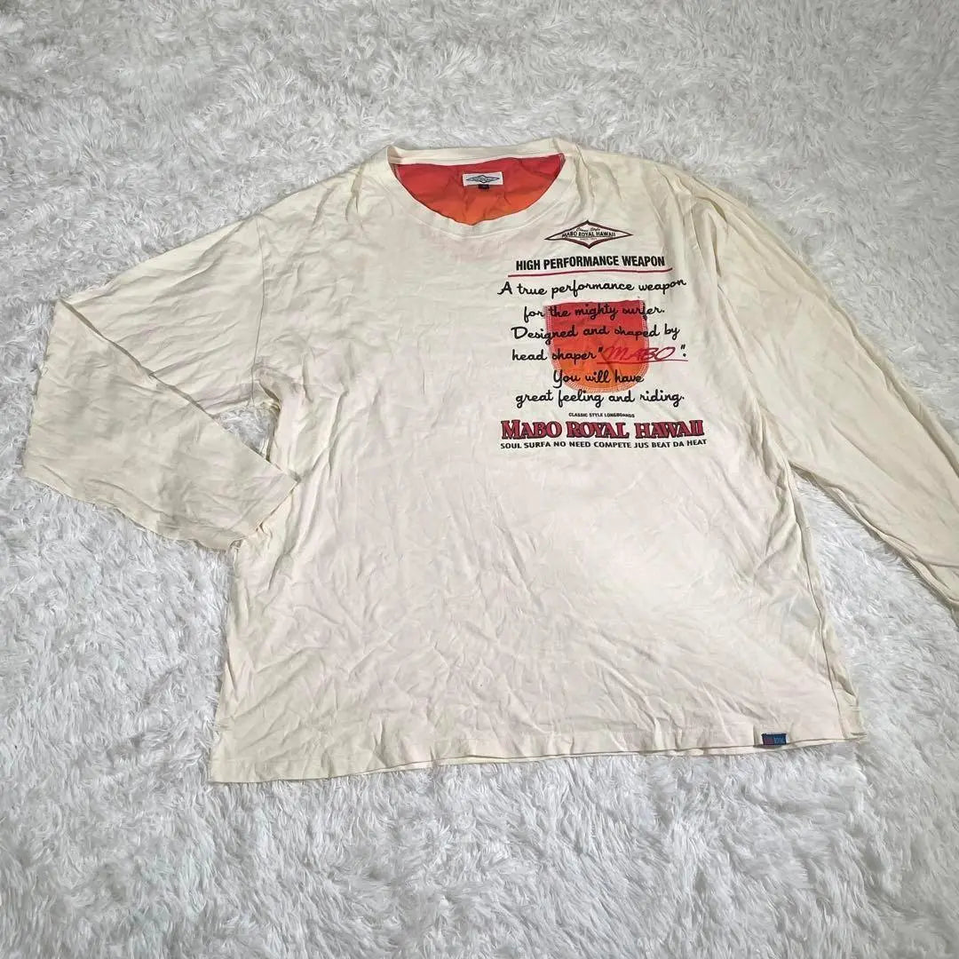 [Rare size] Brain storm long sleeve shirt "4L" white cut and sew