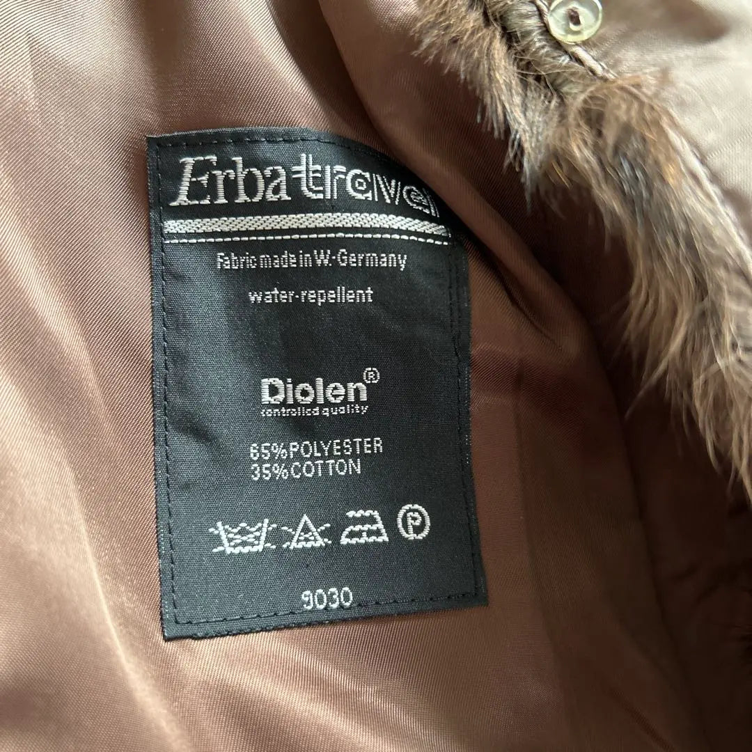 Erba travel Diolen long coat with fur