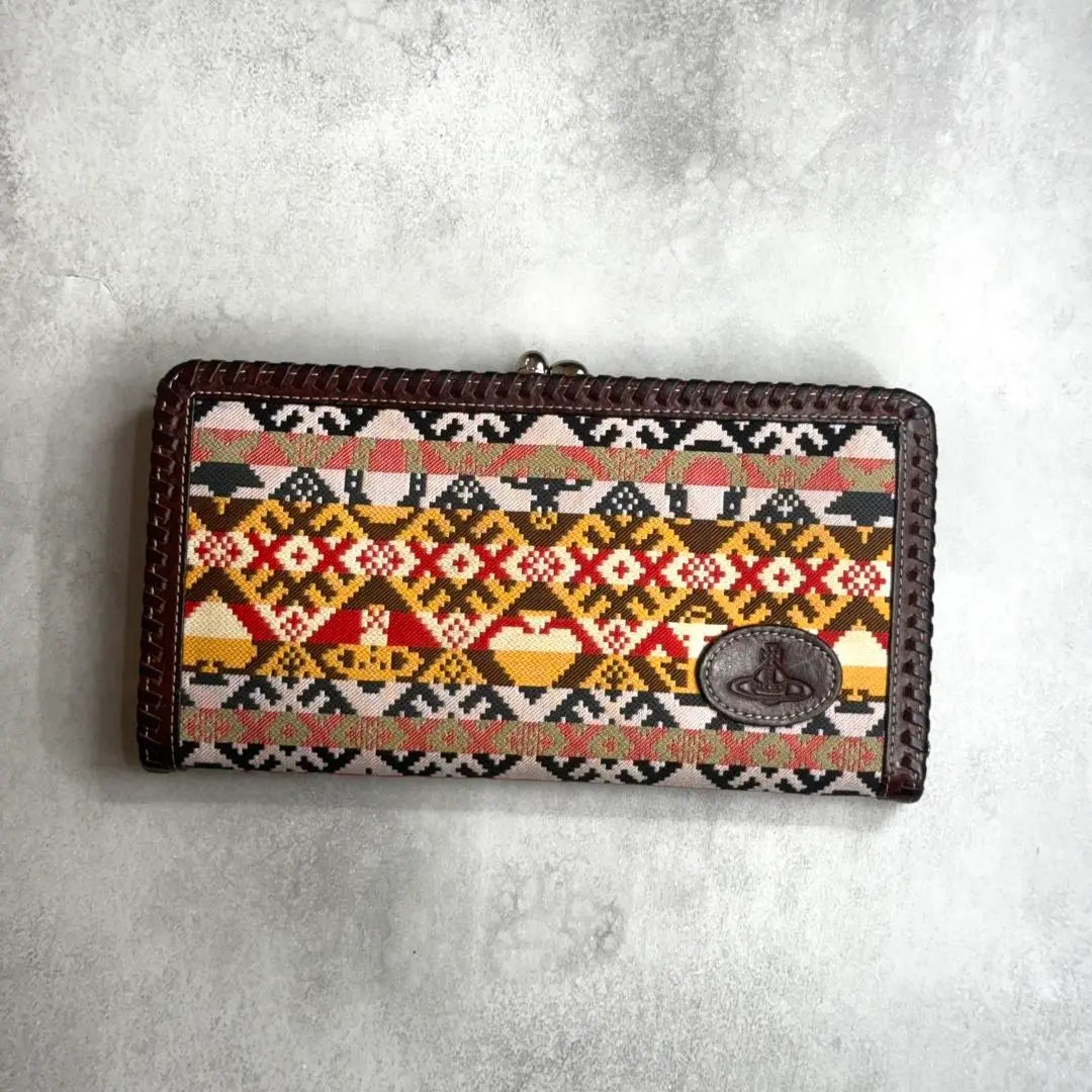 [Good condition/Rare] Vivienne Westwood Ethnic Pattern Pin Wallet