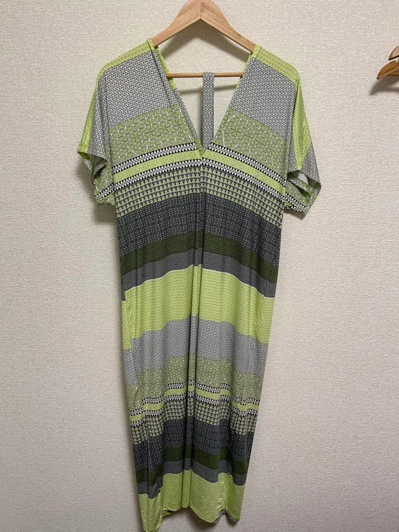 Green striped short sleeve dress