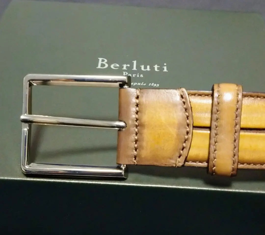 Berluti Leather Belt Tea 85/34 like a new article