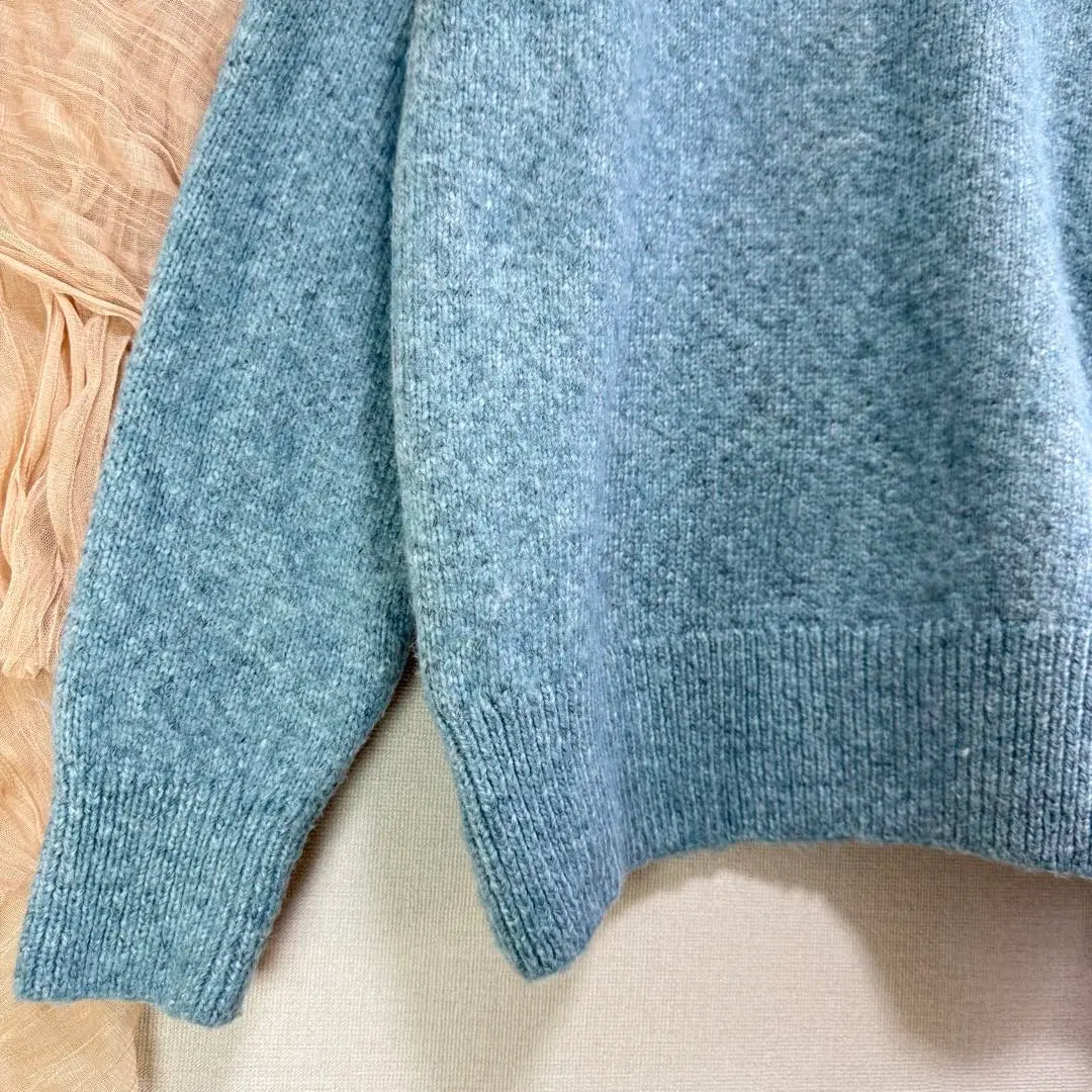 [ZARA] M Crew Neck Knit Sweater Blue Unisex Washable