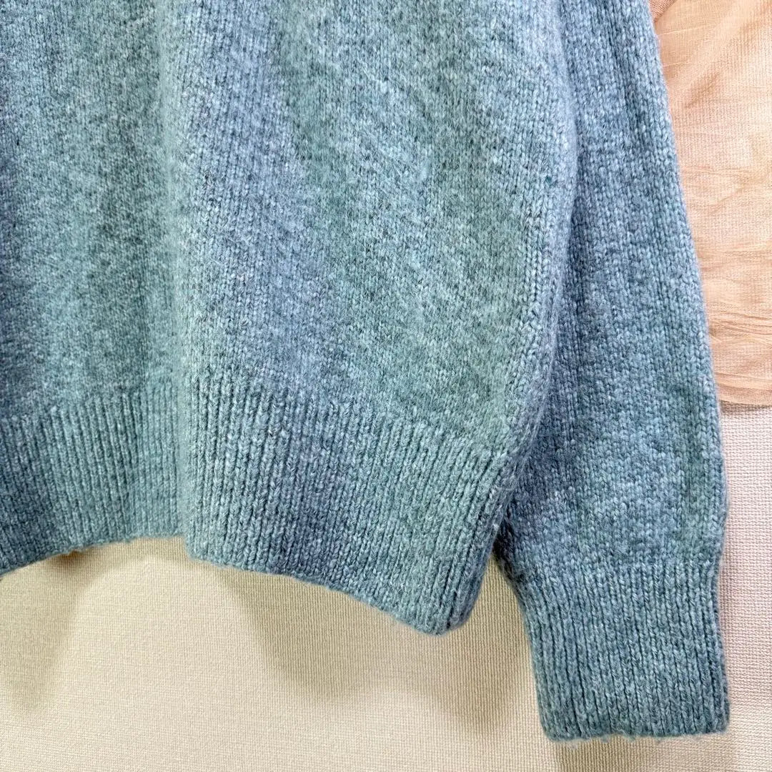 [ZARA] M Crew Neck Knit Sweater Blue Unisex Washable